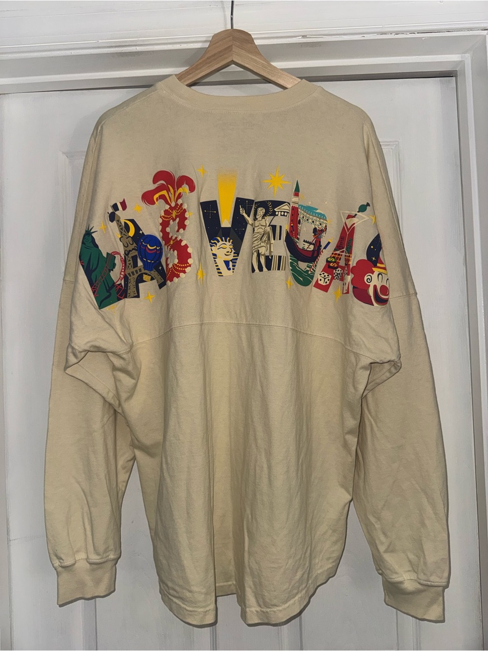 Spirit Jersey Las Vegas Cotton Long Sleeve Tee Shirt Cream L